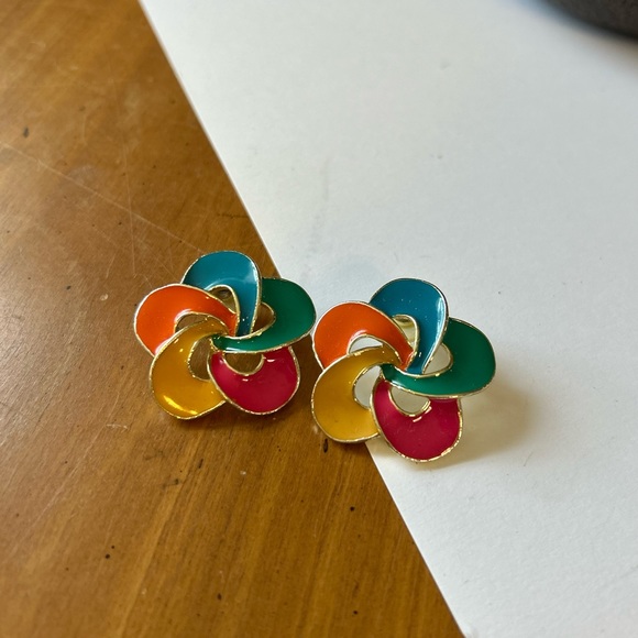 Vintage Enamel Earrings - Picture 2 of 7